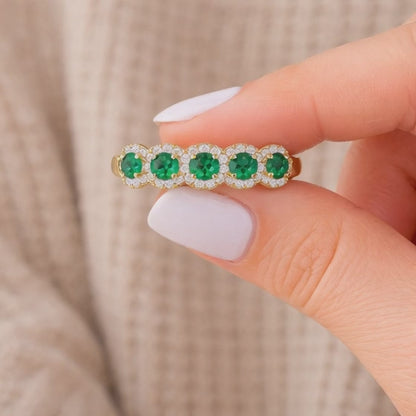 14K Yellow Gold Micro Pave Half Eternity Band