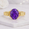 oval amethyst ring purple amethyst ring silver gemstone ring solitaire gemstone ring twisted band ring bypass ring