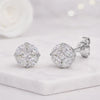 round cluster earrings floral earrings petal earrings four stone earrings illusion earrings diamond look earrings