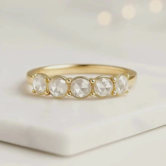 Rose Cut Lab Grown Diamond Wedding Band