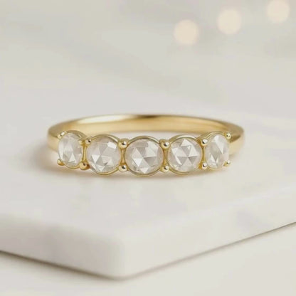 Rose Cut Lab Grown Diamond Wedding Band
