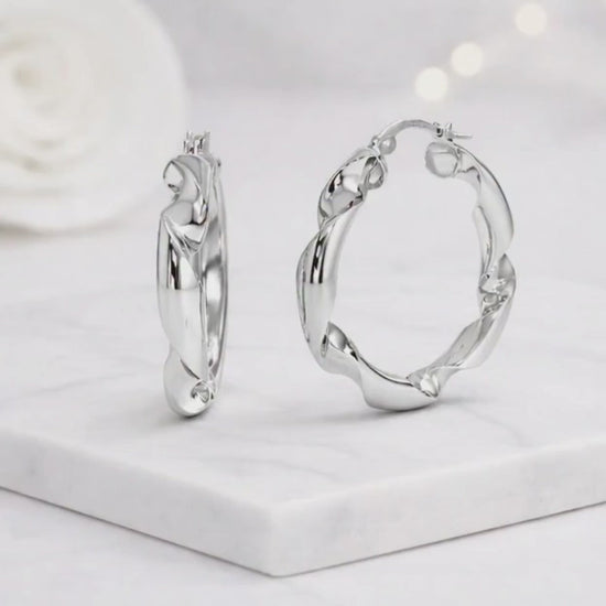 twisted gold hoops sculpted hoop earrings organic hoop earrings fluid design earrings wave hoop earrings spiral hoop earrings