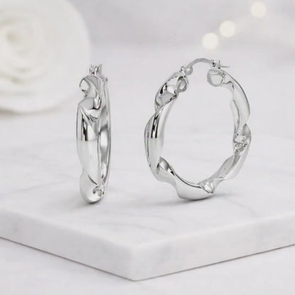 twisted gold hoops sculpted hoop earrings organic hoop earrings fluid design earrings wave hoop earrings spiral hoop earrings