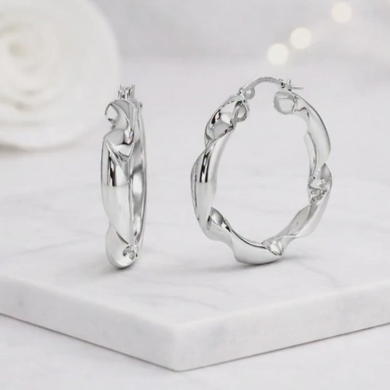 twisted gold hoops sculpted hoop earrings organic hoop earrings fluid design earrings wave hoop earrings spiral hoop earrings