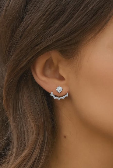  Gold Lab Grown Jacket Earrings