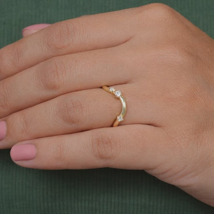 Solid Gold Curved Stacking Ring
