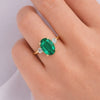 Oval Cut Emerald Engagement ring 14K Black gold Promise Ring May Birthstone ring Gothic Leaf Ring Green Gemstone Ring Anniversary Gift Women
