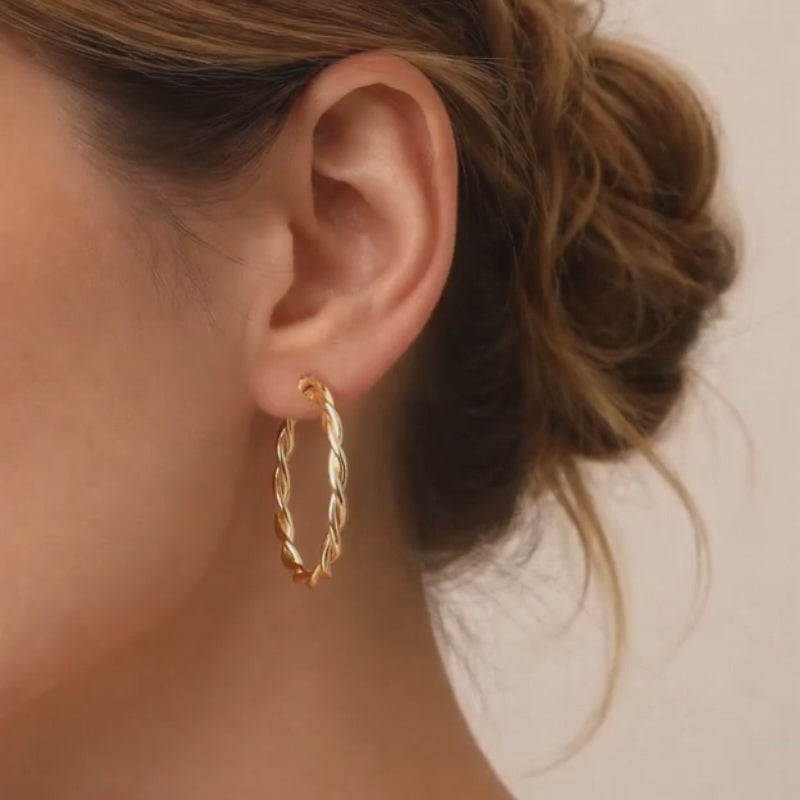 womens earrings fashion earrings everyday hoops lightweight hoops circle earrings twisted design rope design