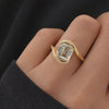 cushion cut ring emerald cut ring bezel ring wave band ring yellow gold ring engagement ring bridal jewelry solitaire jewelry fine ring