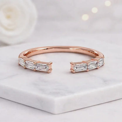 baguette stone ring open band ring crystal band ring clear stone ring minimalist ring chic ring ladies ring