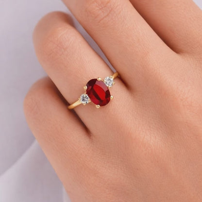 Dainty art deco 14k rose gold ruby promise ring for her, Minimalist ruby engagement wedding ring, Red stone July birthstone
