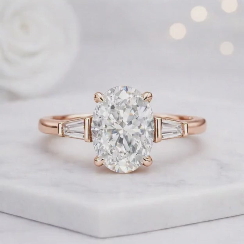 oval diamond ring oval moissanite ring oval gemstone ring gold engagement ring solitaire engagement ring