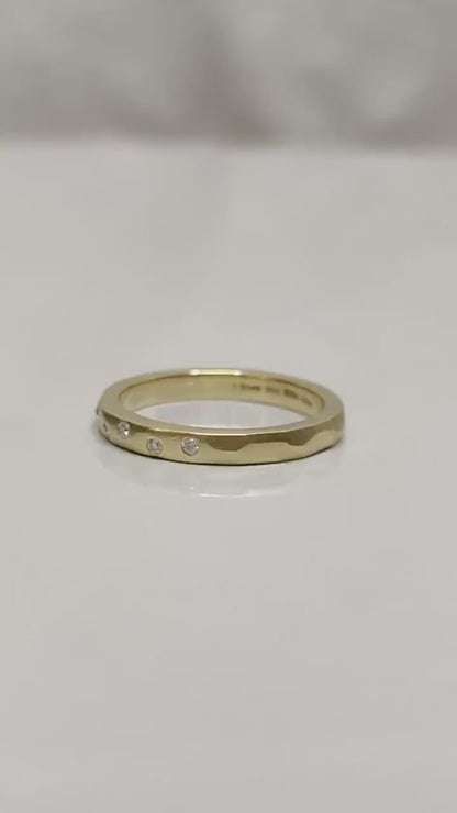 Hammered 10K Solid Gold Eternity Ring with Lab-Grown Diamond For Melanie Ferroni