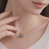 gemstone charm necklace gold jewelry necklace blue stone necklace pink stone necklace round charm necklace