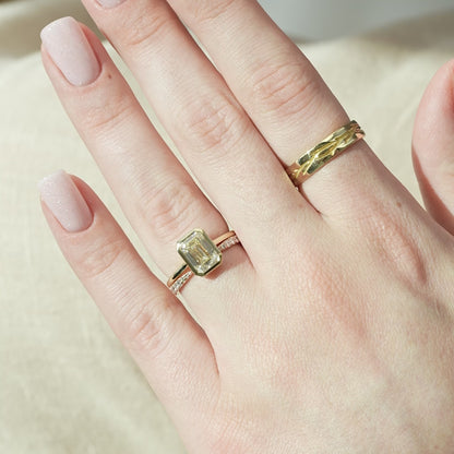 Emerald Cut Diamond Bezel Set Engagement Ring