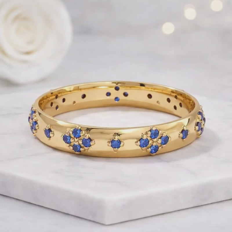 everyday ring statement ring floral cluster ring sapphire band blue gemstone ring yellow gold ring wedding band ring anniversary ring fashion ring designer ring handmade ring bridal ring gift ring timeless ring modern ring