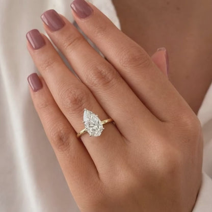 Pear Diamond Engagement Ring Solitaire Pear Ring
