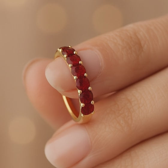 Half Eternity Ruby Wedding Band