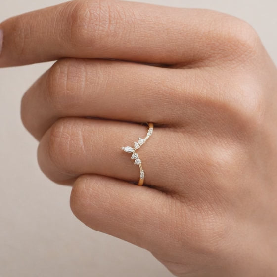 Wedding Ring Gift Chevron Contour Ring 