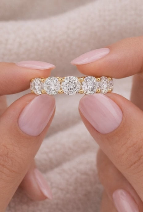 Round Cut Lab Grown Diamond Band Full Eternity Wedding Band 