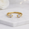 dual stone ring open ended ring cuff ring split ring round stone ring prong setting ring slim ring stackable ring