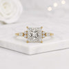 Princess Cut Lab Grown Diamond with Side Stones Engagement Ring