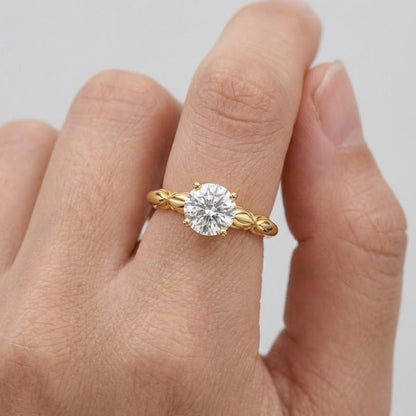 promise ring gold gift ring gold luxury ring gold artisan ring gold handcrafted ring gold fine jewelry gold bridal jewelry gold statement ring gold center stone ring gold ring for her gold nature ring gold floral ring
