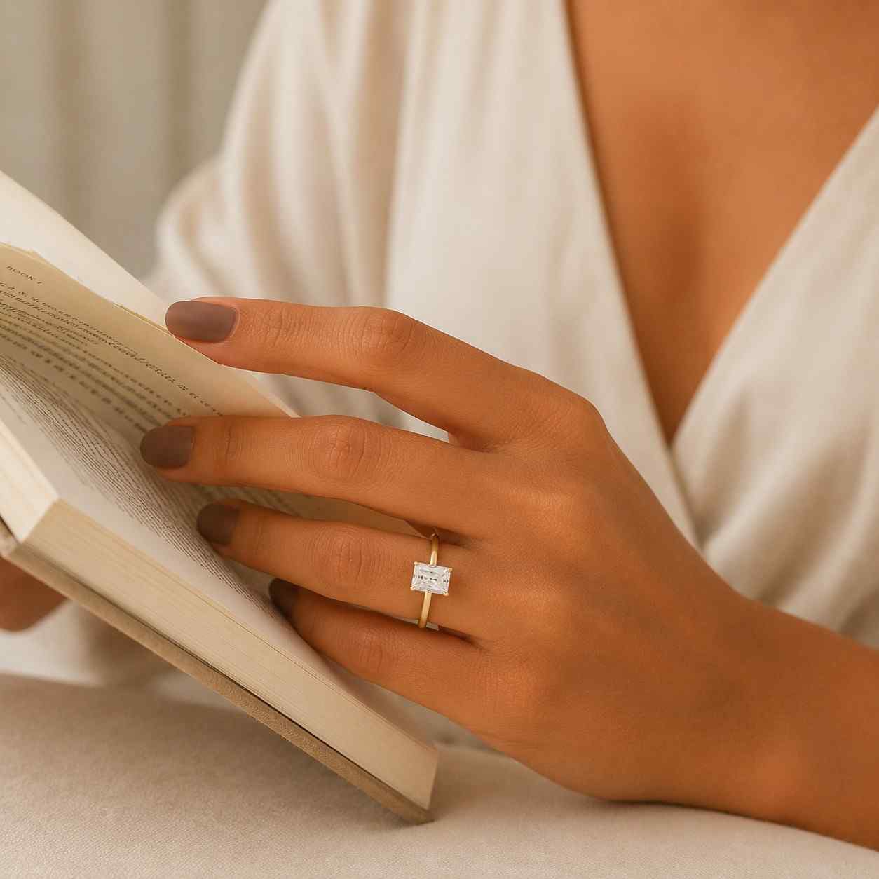 radiant cut lab grown diamond solitaire engagement ring, 14k gold igi certified anniversary gift
