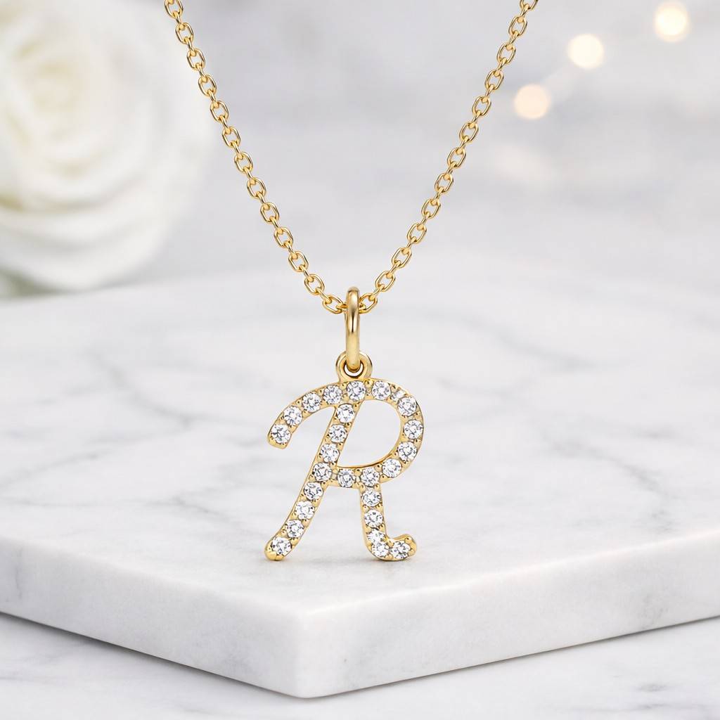 r initial pendant alphabet pendant monogram jewelry letter charm pendant crystal pendant necklace