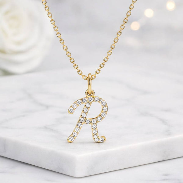 r initial pendant alphabet pendant monogram jewelry letter charm pendant crystal pendant necklace