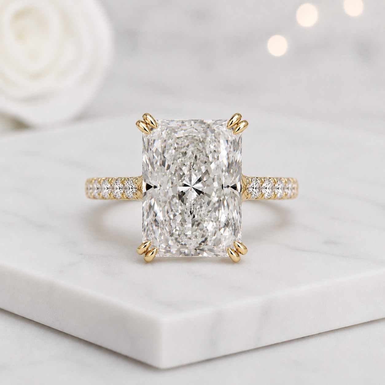radiant cut engagement ring rose gold engagement ring diamond engagement ring moissanite engagement ring