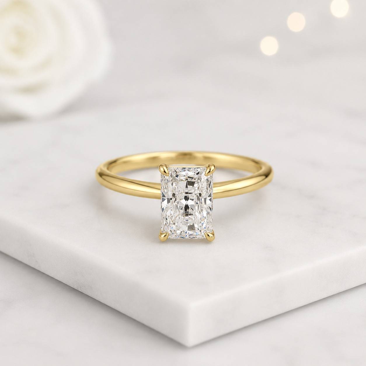 radiant cut ring solitaire ring engagement ring promise ring gold ring thin band ring dainty ring