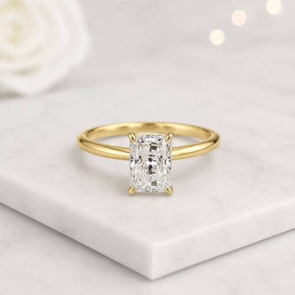 radiant cut ring solitaire ring engagement ring promise ring gold ring thin band ring dainty ring