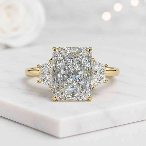radiant cut ring three stone ring engagement ring solitaire ring statement ring luxury ring
