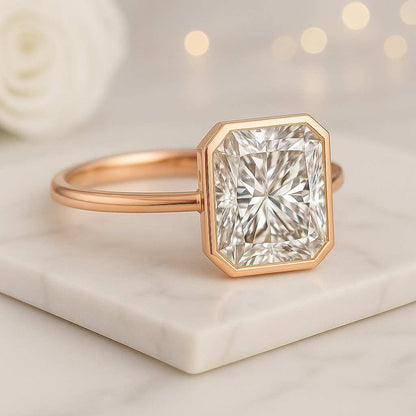 radiant engagement ring bezel engagement ring solitaire engagement ring yellow gold ring bridal jewelry ring women jewelry ring fine ring