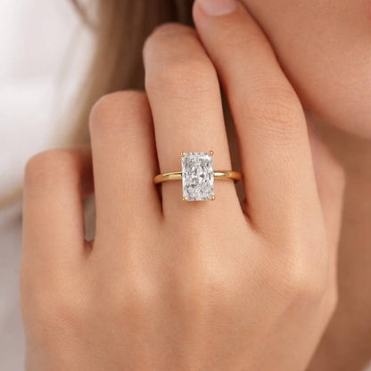 radiant engagement ring solitaire engagement ring gold engagement ring bridal ring proposal ring luxury engagement ring