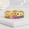 Multi Birthstone Round Cut Flush Set Band Ring