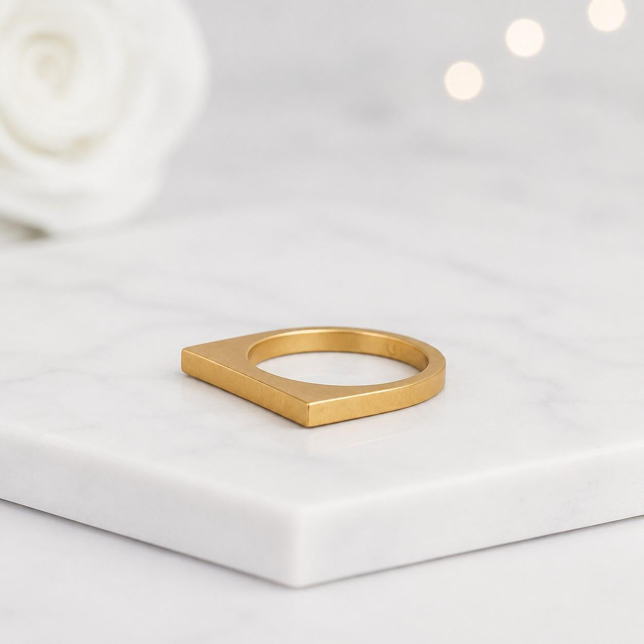 rectangle ring square top ring flat top ring signet style open center ring smooth ring brushed ring satin finish ring solid band thin band