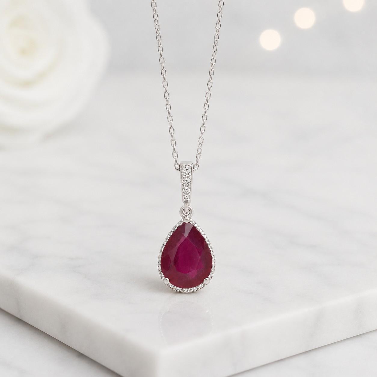 red gemstone necklace halo pendant necklace solitaire pendant elegant necklace fine jewelry necklace