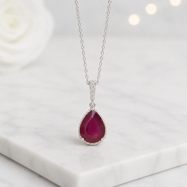 red gemstone necklace halo pendant necklace solitaire pendant elegant necklace fine jewelry necklace