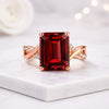Emerald Cut Ruby Birthstone Ring in 14K Rose Gold