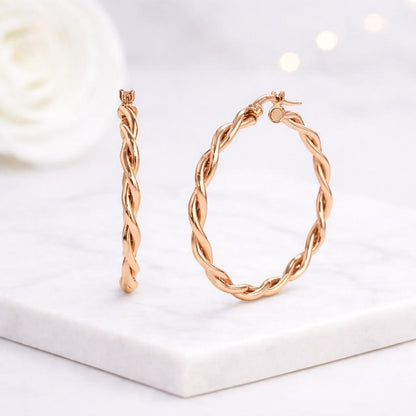 rope twist earrings spiral hoop earrings braided gold hoops chunky hoop earrings medium hoops oversized hoops round earrings