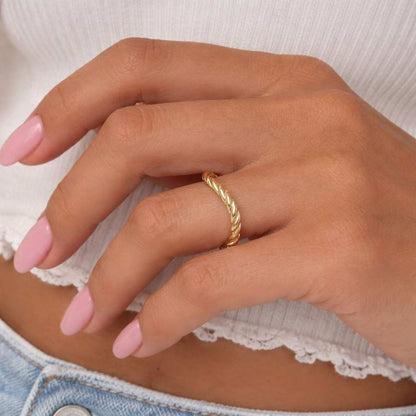 rope twist ring twisted gold ring braided gold ring rope design ring textured ring sculpted ring crossover ring twisted wedding ring stack ring layering ring knot style ring infinity look ring artisan ring