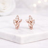 14K Rose Gold Leaf Diamond Cartilage Stud Earrings