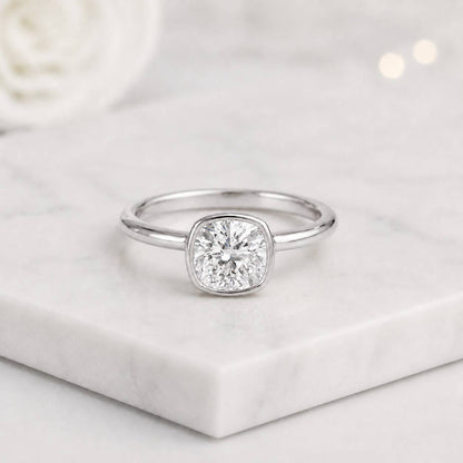 rose gold engagement ring bezel set engagement ring solitaire diamond ring round diamond ring