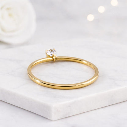 rose gold ring pear ring teardrop ring solitaire ring dangling ring charm ring stacking ring dainty ring minimalist ring