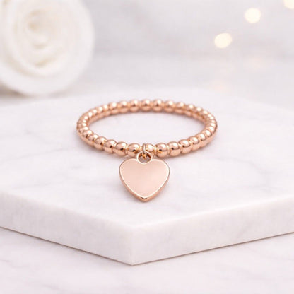 rose gold ring solid gold ring real gold ring gold heart ring gold bead ring gold charm ring gold band ring fine gold ring luxury ring gold jewelry classic gold ring