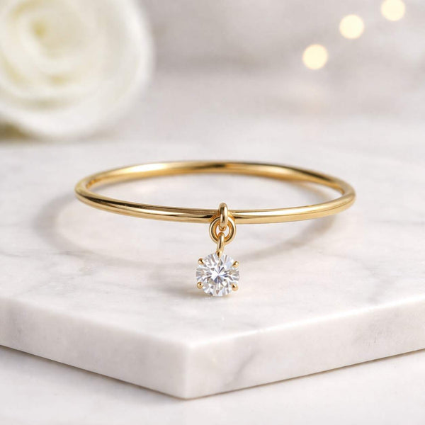 rose gold ring solitaire ring charm ring dangling ring thin ring stacking ring minimalist ring dainty ring delicate ring womens ring gemstone ring