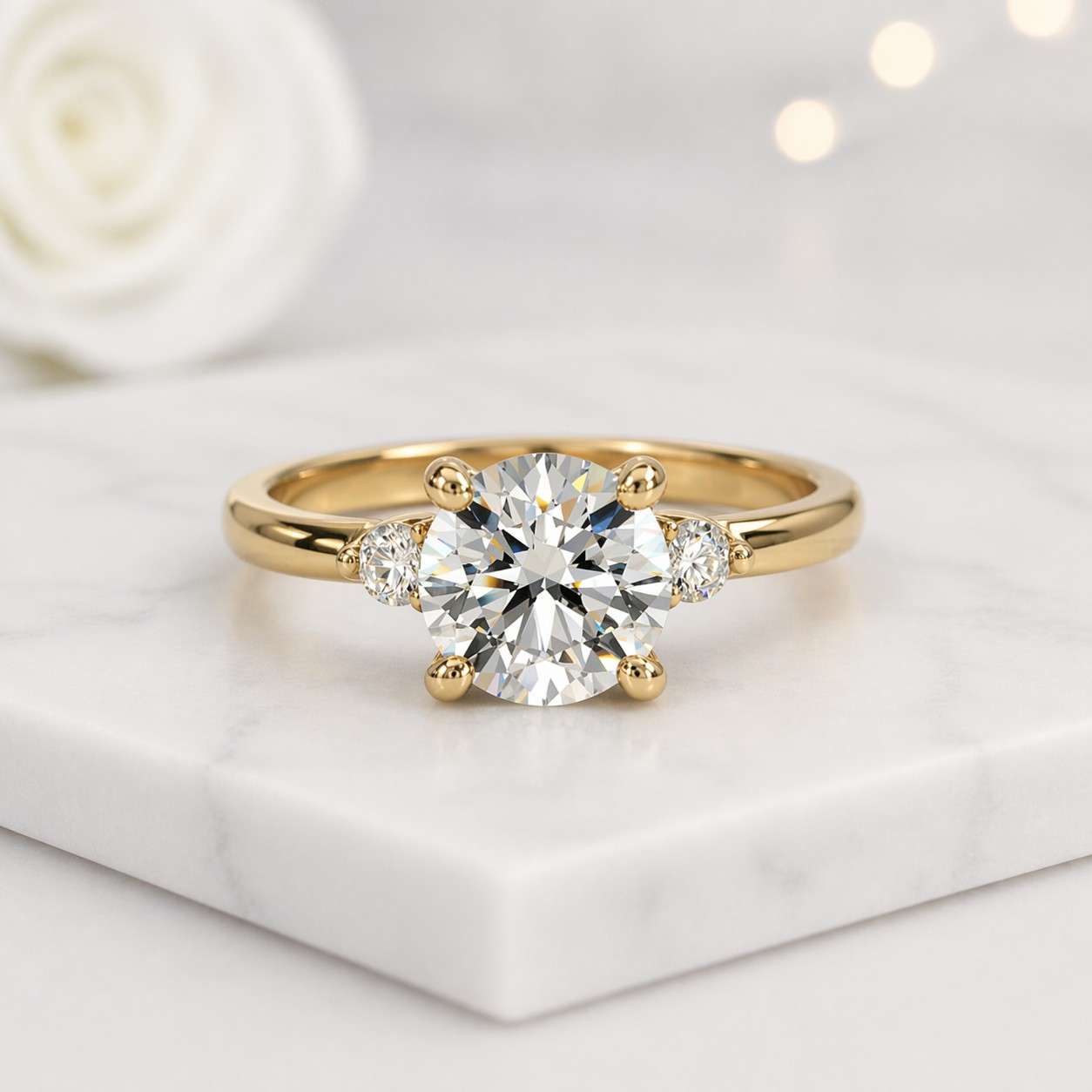 : rose gold ring solitaire ring engagement ring promise ring bridal ring round ring side stone ring prong setting fine jewelry women ring dainty ring elegant ring classic ring handmade ring custom ring