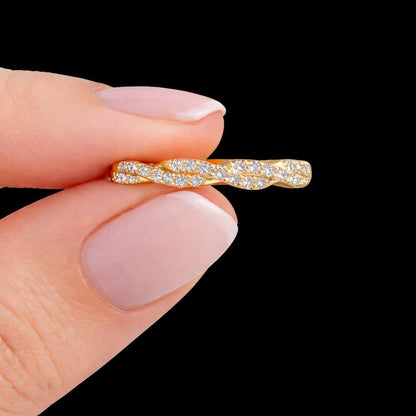 rose gold ring twisted wedding band eternity ring women diamond twist ring infinity wedding band pave eternity band